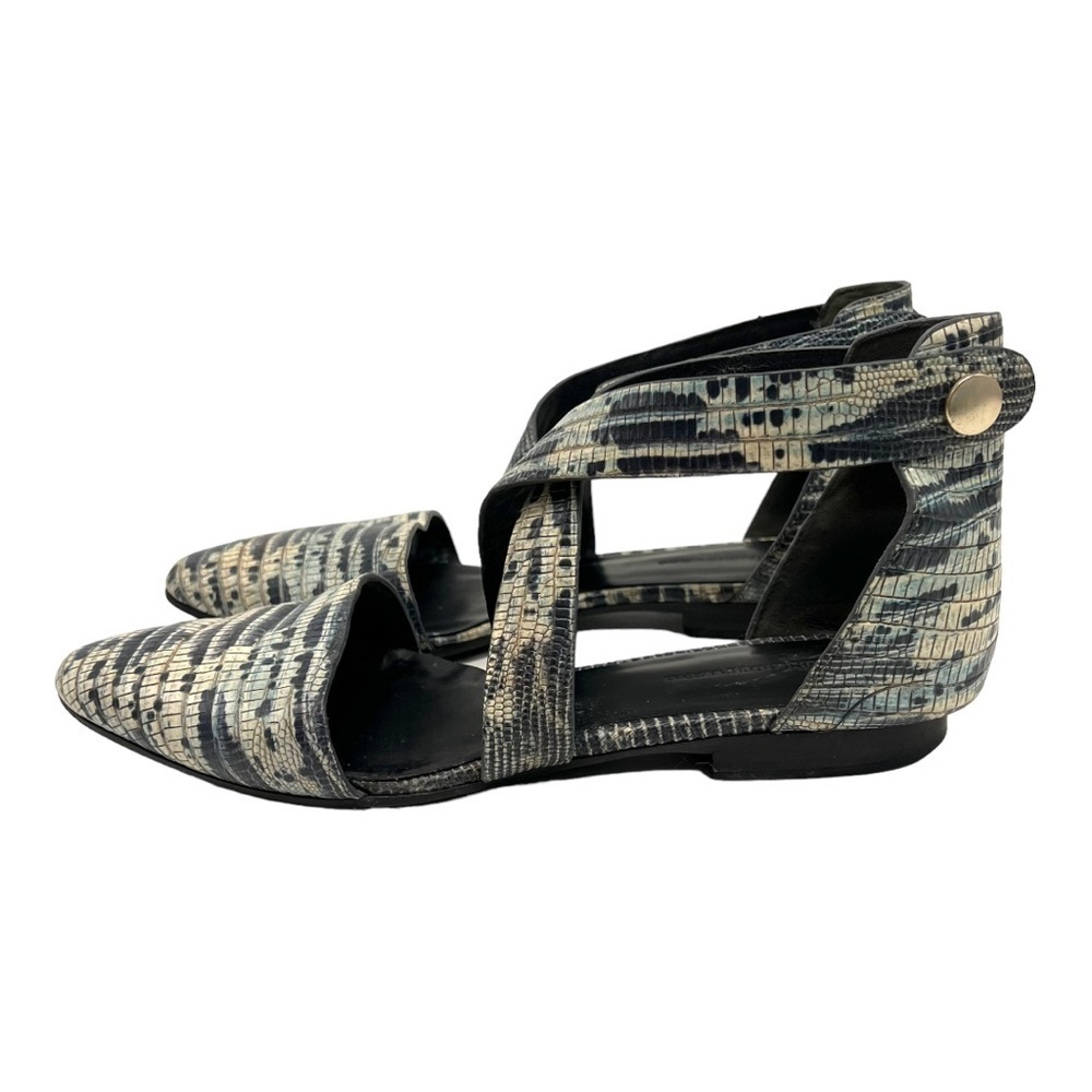Alexander Wang Snakeskin Point Toe Strappy Snap Back Flats Women’s 38 - Picture 5 of 13